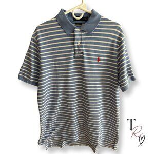 Polo Ralph Lauren Like New Custom Fit Striped Polo Shirt Blue White Size  XL
